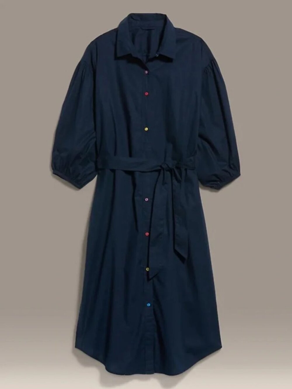 Old Navy x Christopher John Rogers Maxi Shirt Dress Poplin Cotton Navy Blue NWT - Picture 2 of 11